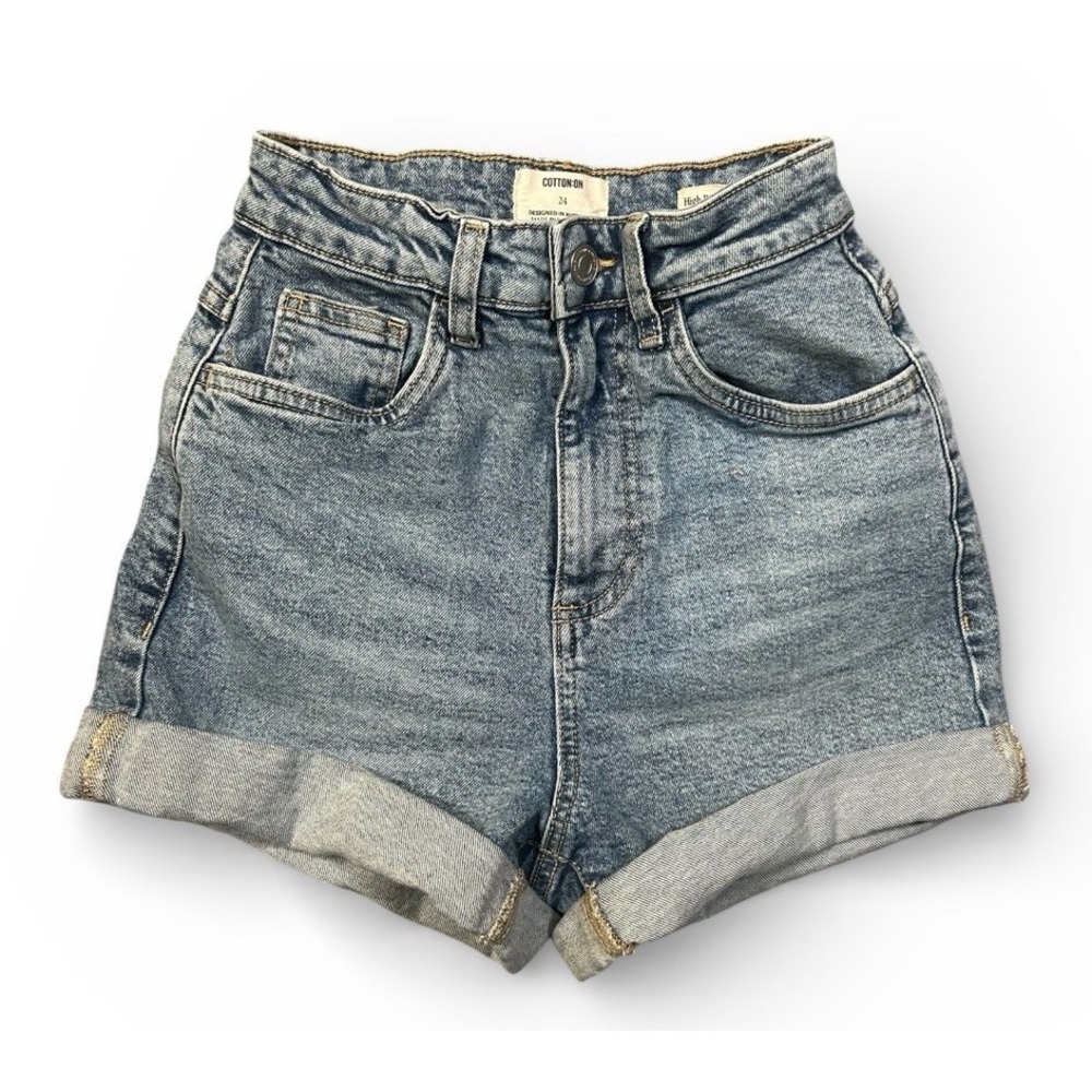 Cotton on Women's High Rise Classic Stretch Denim Shorts, Blue, Size 24